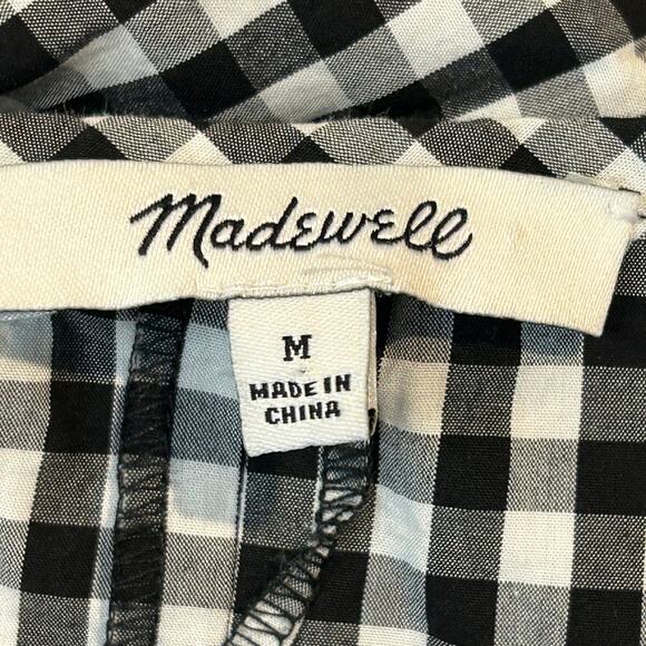Madewell Top Embroidered Gingham Plaid Peasant Size M - Picture 5 of 7